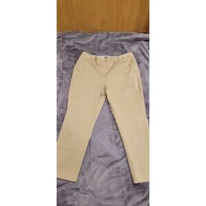 Lands End Womens Khaki Chino Pants Size 14 Mid Rise Straight Leg Beige